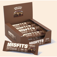 Misfits Plant-Powered Choc Protein Bar Dark Choc Brownie 12 x 45g