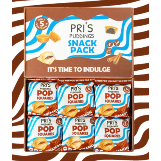Pri's Puddings Pop Squares - Cinnamon - 12 Pack