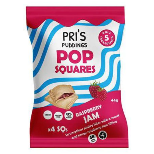 Pri's Puddings Pop Squares - Raspberry Jam - 12 Pack