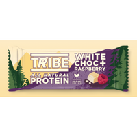 TRIBE White Choc & Raspberry Natural Plant Protein Bar 50g
