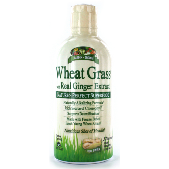 Garden Greens Wheat Grass Liquid with Real Ginger Extract, Nature's Perfect Superfood, 32 servings
