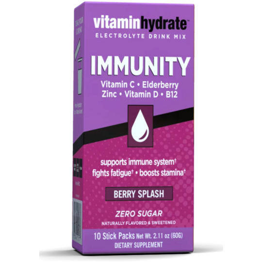Vitamin Hydrate Electrolyte Drink Mix Immunity Berry Splash Zero Sugar 10 sachets