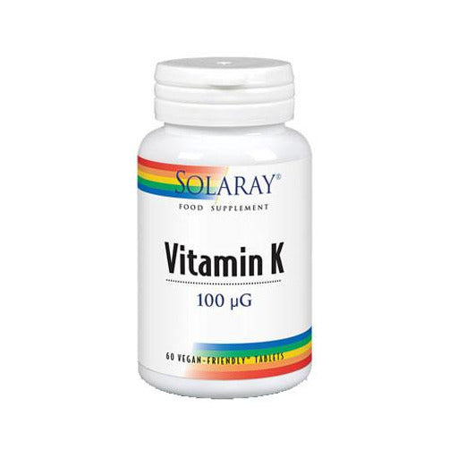 Solaray Vitamin K - 100mcg 60 Vegan-Friendly Tablets