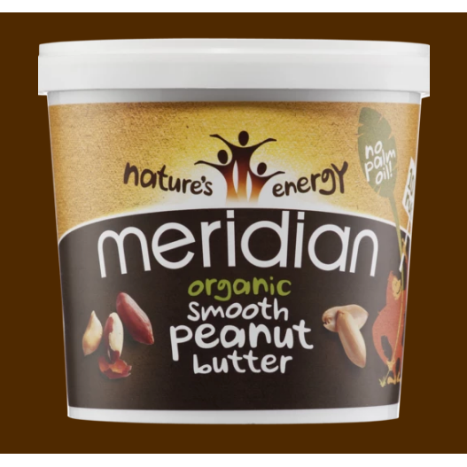 Meridian Butter 1kg Tubs 100% Nuts and No Palm Oil Organic Smooth Peanut Butter