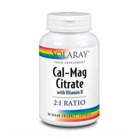 Solaray Cal-Mag Citrate 2:1 With Vitamin D 90 Vegan-Friendly Capsules