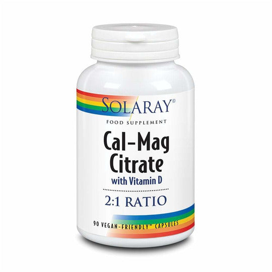 Solaray Cal-Mag Citrate 2:1 With Vitamin D 90 Vegan-Friendly Capsules